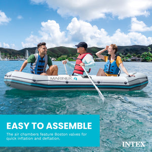 Intex Mariner 4-Person Inflatable River Lake Dinghy Boat with Pump and Oars Set