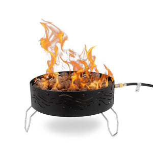 Camco Portable Campfire Outdoor Propane Heater Fire Pit with Lava Rocks, Black