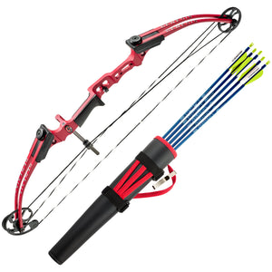Genesis Mini, Youth Compound Bow and Arrow Kit with Quiver, Draw Hand-Right, Red