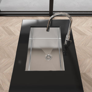 Stainless Steel Kitchen Sink, 30″x19″ Drop In Single Bowl, Undermount Handmade Sink in Brushed Nickel