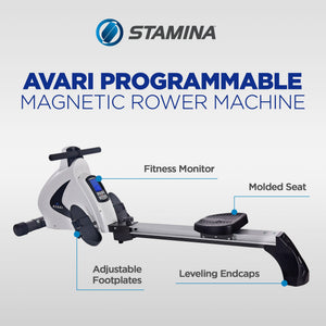 Stamina Products Avari 12 Program Cardio Exercise Monitor Magnetic Rower Machine