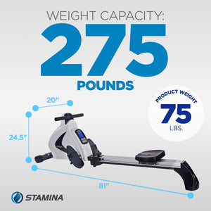 Stamina Products Avari 12 Program Cardio Exercise Monitor Magnetic Rower Machine