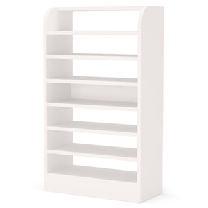 8 Tier Tall Shoe Rack, Wooden Shoe Storage Cabinet, Entryway Organizer - White