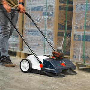 22" Battery Powered Push Sweeper With Double Brush System 18V Lithium-Ion - TRAPSKI