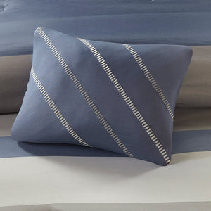 Queen Striped Comforter Set with Bed Sheets