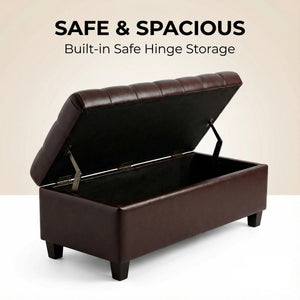 Storage Ottoman Bench With Safety Hinges