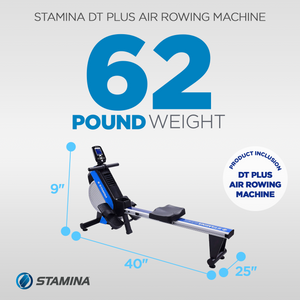 Stamina Cardio Exercise DT Plus Air Rowing Workout Machine w/ LCD Display, Blue