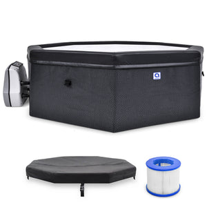 JLeisure Aegean 1,200 Liter 65 inch 6 Person Rigid Foam Wall Hot Tub Spa, Black