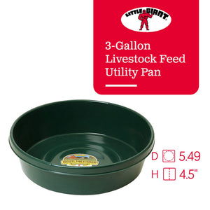 Little Giant 3 Gal Durable Flat Farm Livestock Feed Utility Pan, Green (4 Pack)