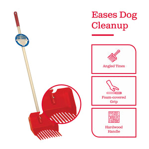 Little Giant Easy Scoop Pet Lodge Pooper Scooper for Dogs w/ Wooden Handle, Red