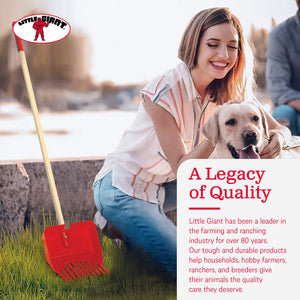Little Giant Easy Scoop Pet Lodge Pooper Scooper for Dogs w/ Wooden Handle, Red