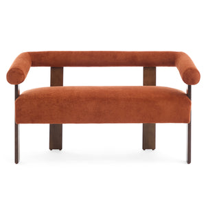 Round Armrest Loveseat (Dark Orange + Brown)