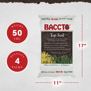 Michigan Peat 1550P Baccto Top Soil with Reed Sedge and Sand, 50 Pounds, 4 Pack