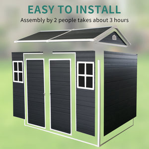 8x4ft Outdoor Resin Garden Shed with Floor and 2 Windows