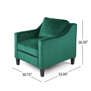Green Velvet Upholstered Club Chair