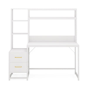 Computer Desk With Hutch, 2 Drawers & Open Shelves