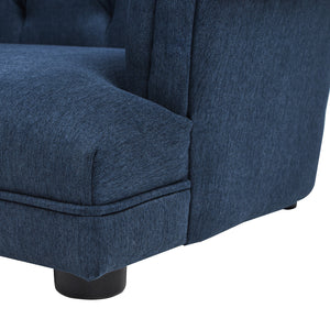Kiki 36.5' Chesterfield Dog Sofa Bed, Medium, Pacific Blue Stain Resistant High Performance Polyester