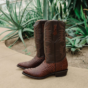 Soto Boots Men's Gator Tail Print Cowboy Boots Cognac (H7006)
