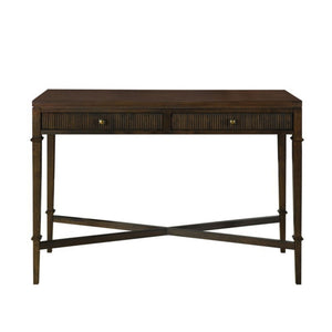 Fluted 2 Drawer Storage Console Table - Brown