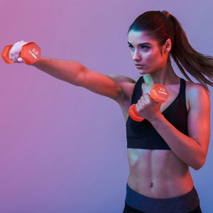 HolaHatha Neoprene Dumbbell Free Hand Weight Set with Rack
