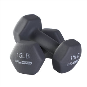 HolaHatha Neoprene Dumbbell Free Hand Weight Set with Rack