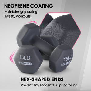 HolaHatha Neoprene Dumbbell Free Hand Weight Set with Rack