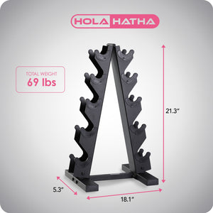 HolaHatha Neoprene Dumbbell Free Hand Weight Set with Storage Rack, Multicolor - TRAPSKI