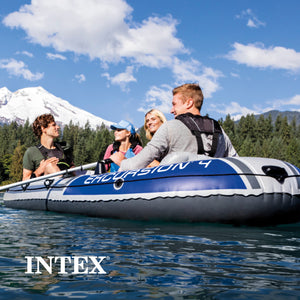 Intex Excursion 4 Inflatable Rafting/Fishing Boat Set With 2 Oars | 68324EP