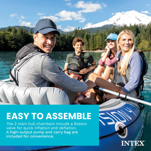 Intex Excursion 4 Person Inflatable Rafting and Fishing Boat Set with 2 Oars