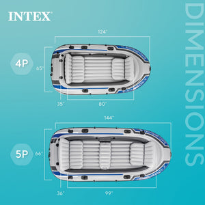 Intex Excursion 4 Inflatable Raft Set w/ 2 Transom Mount 8 Speed Trolling Motors