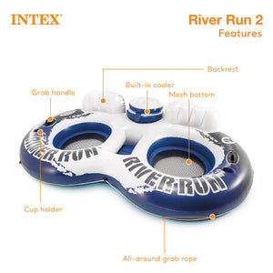 Intex River Run II 2-Person Water Tube w/ Cooler and Connectors (3 Pack) 58837EP