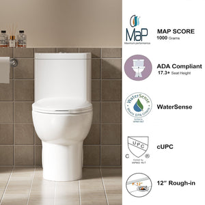 1.1/1.6 GPF Tornado Flush One-Piece Toilet with Comfort Chair Seat