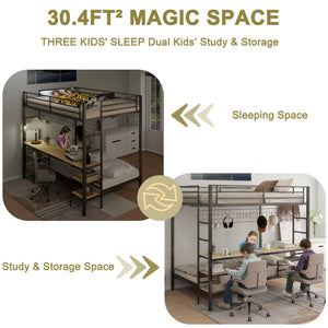 Ethan - Bunk Bed With Desk, Charging Station, Storage Shelves