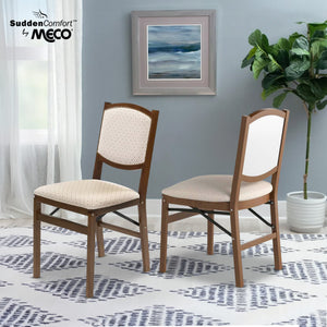Stakmore Contemporary Upholstered Back Fruitwood Folding Dining Chair (2 Pack)