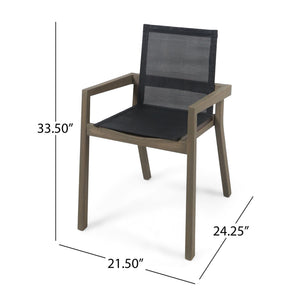 Belfast Dining Chair with Acacia Wood Frame and Mesh Seating (Set of 2)