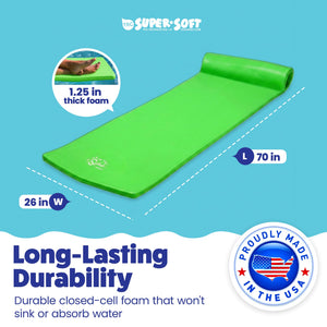 TRC Recreation Splash 1.25" Thick Foam Swimming Pool Float Mat, Fierce Green