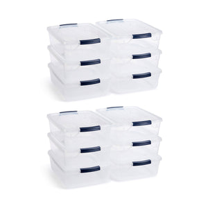 Rubbermaid Cleverstore 17 Quart Plastic Storage Tote Container w/ Lid (12 Pack)