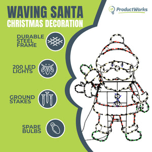 ProductWorks 48" Pro-Line LED Animation Waving Santa Christmas Yard Decoration