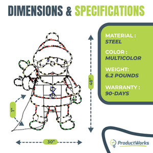 ProductWorks 48" Pro-Line LED Animation Waving Santa Christmas Yard Decoration