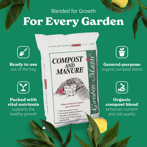 Michigan Peat 5240 Outdoor Lawn Garden Compost and Manure Blend, 40 Pound Bag