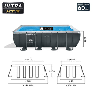 Intex 18Ft x 52In Ultra XTR Rectangular Frame Swimming Pool Kit w/Pump & Canopy
