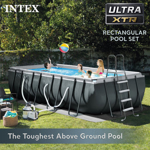 Intex 18Ft x 52In Ultra XTR Rectangular Frame Swimming Pool Kit w/Pump & Canopy