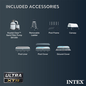 Intex 18Ft x 52In Ultra XTR Rectangular Frame Swimming Pool Kit w/Pump & Canopy