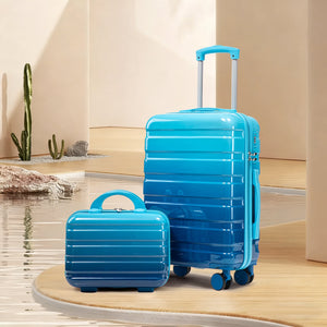 14'/20' 2-Pcs PC Spinner Wheel Luggage Set with Gradient Color and Lock