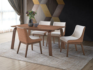 Ginny 5 Piece Dining Room Set with Side Chairs - Walnut