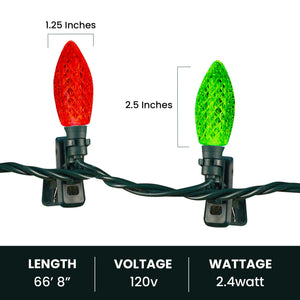 NOMA Quick Clip 66.8' LED Oudoor Christmas String Lights, 100 Multi-Color Bulbs