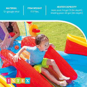 Intex 9.75 x 6.3 Foot Rainbow Slide Inflatable Pool and Water Slide Ring Center