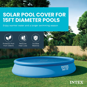 Intex 15 Foot Round Easy Set Vinyl Solar Cover for Swimming Pools, Blue | 29023E
