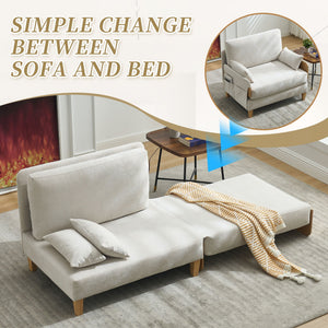 Mid Century Modern Foldable Sofa Bed, 3 In 1 Convertible Sleeper With 3 Pillows