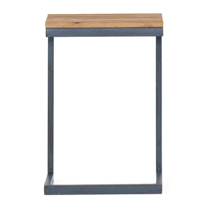 C Shaped End Table With Iron Base And Fir Wood Top